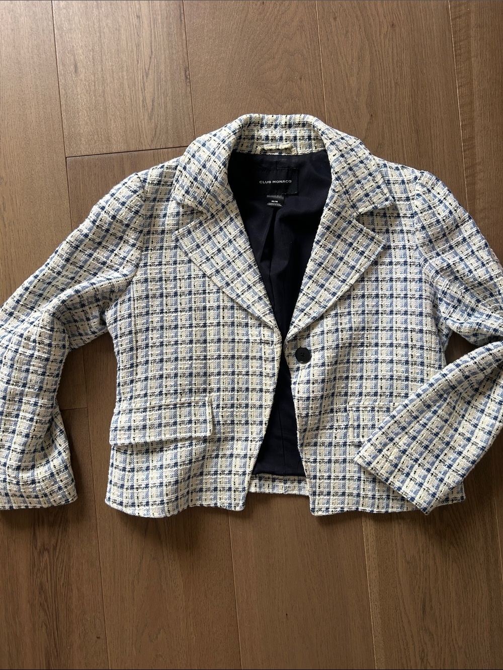 Club Monaco Cream & Blue Tweed Blazer